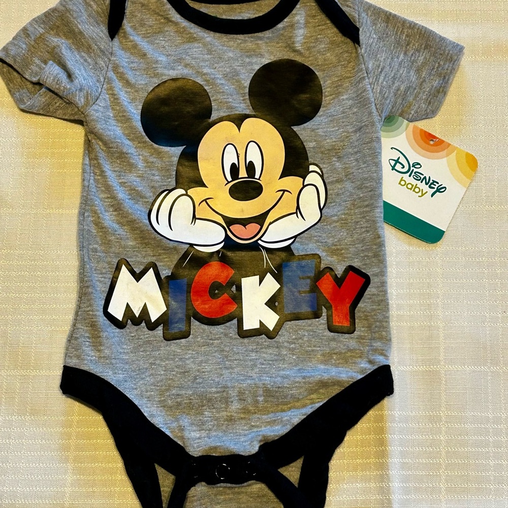 Disney Gray and Black Mickey Mouse Bodysuit